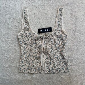 Motel Antique Floral Tie-Front Tank Top XS
